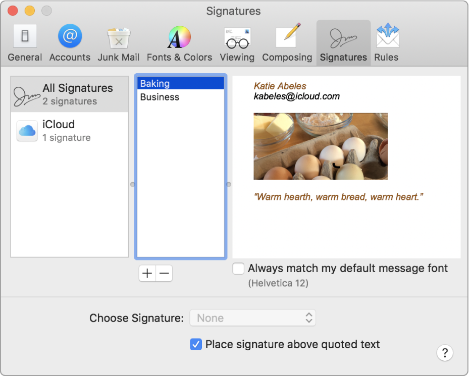 setup a signature in mail for mac